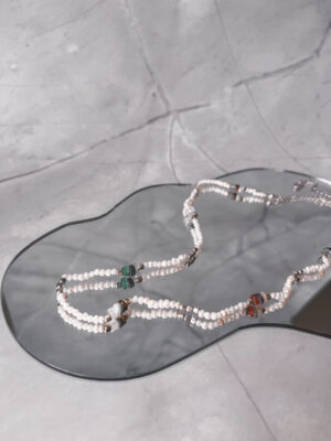CHOKER Summer Colors rustic en Plata Mini Perlas y Mix de Piedras