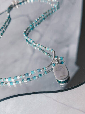 Choker EL AMOR VIVE EN MI Turquesa y Plata