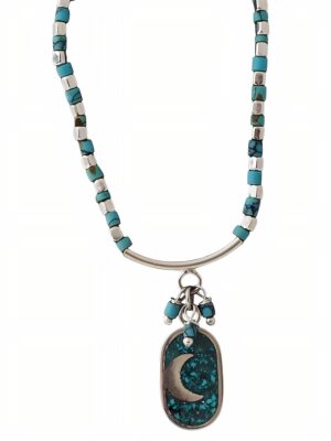 Choker EL AMOR VIVE EN MI Turquesa y Plata